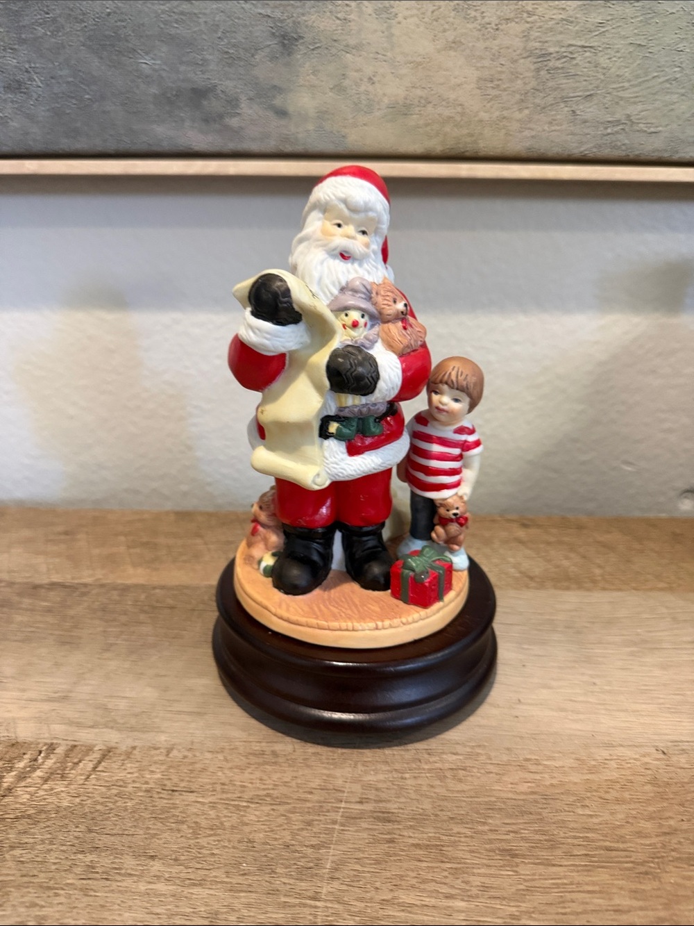 Classic Santa with Child Holiday Figurine - Red and White